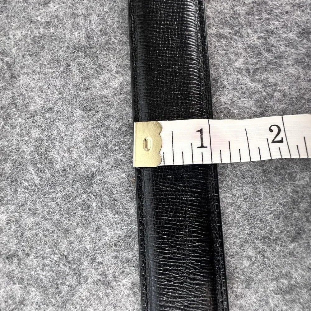 Tommy Hilfiger Mens Belt Black Leather Silver Buckle Dress Classic Formal Preppy